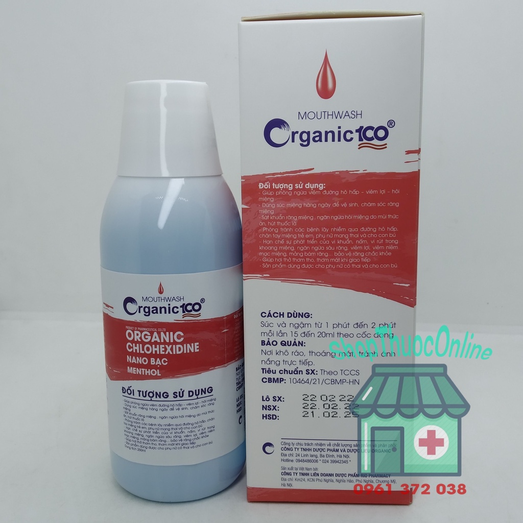 Nước súc miệng Organic 100 chai 250ml