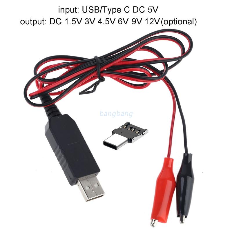 Dây Cáp Sạc Pin 2 Trong 1 Loại C Usb Sang 1.5v 3v 4.5v 6v Aa Aaa C D Cho Bộ Đàm Đồ Chơi Đèn Led