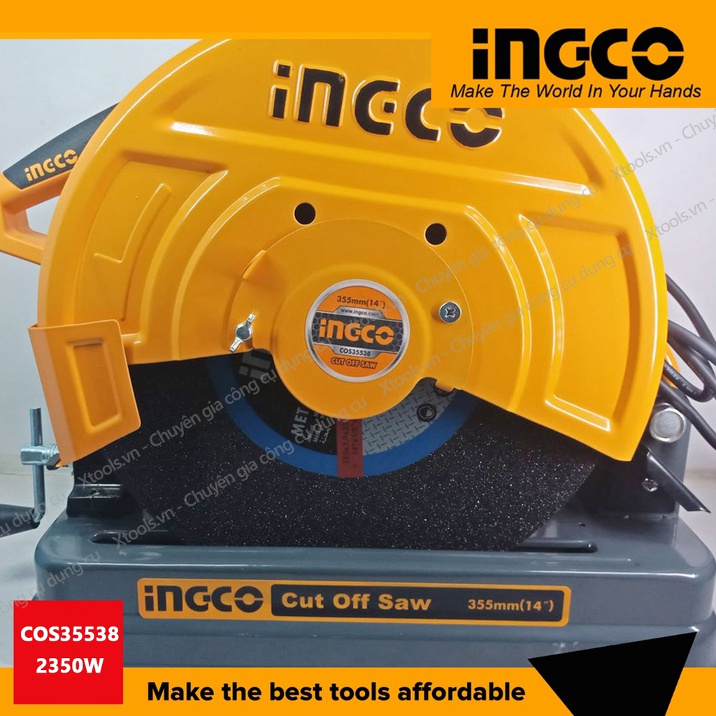 Máy cắt sắt bàn INGCO COS35538 2350W tặng kèm 1 lưỡi cắt máy cắt kim loại lưỡi cắt 355x25.4x3mm bảo hành 6 tháng