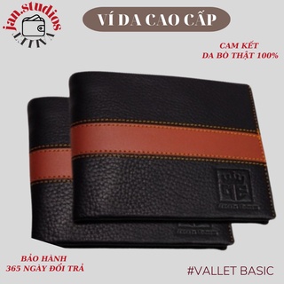 Ví nam da bò cao cấp - màu đen dáng ngang cao cấp full box
