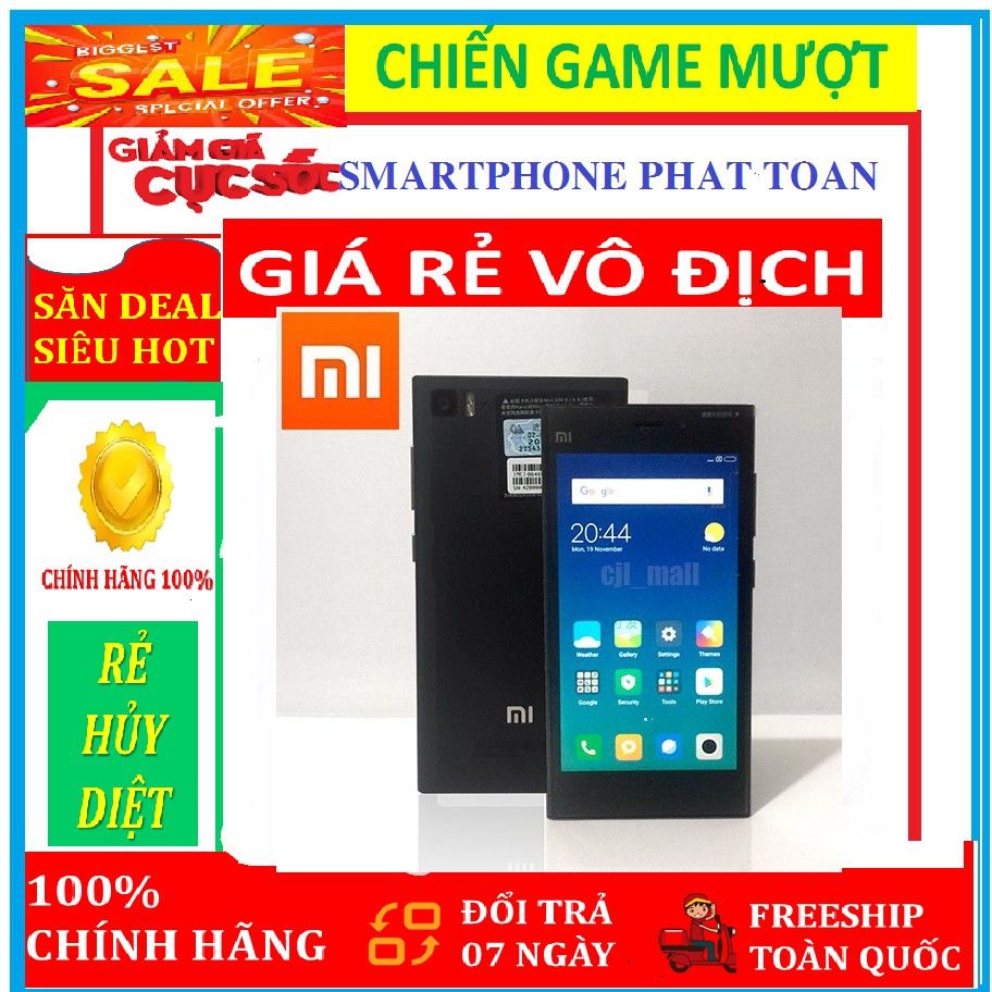 XIAOMI MI 3 - XIAOMI MI3 ram 2G/16G Fullbox - BH 1 đổi 1 .Chiến PUBG - FREE FIRE - LIÊN QUÂN mượt.