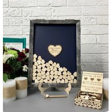 Hộp thả tim ký tên tiệc cưới  trái tim wedding handmade màu gỗ