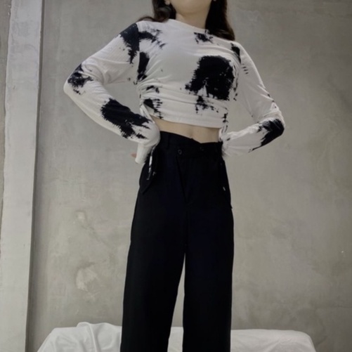THE FANCE | Croptop thun gân loang màu rút dây eo độc lạ MARBLE CROP