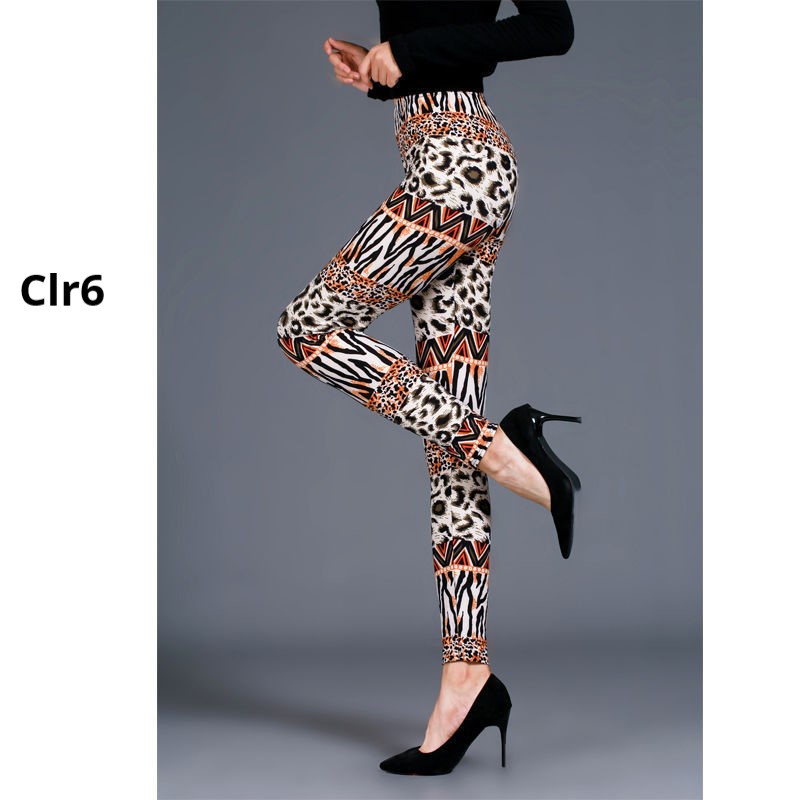 Phụ Nữ Da Báo Vải Chải Slim Legging Cao Cấp Co Giãn Legging