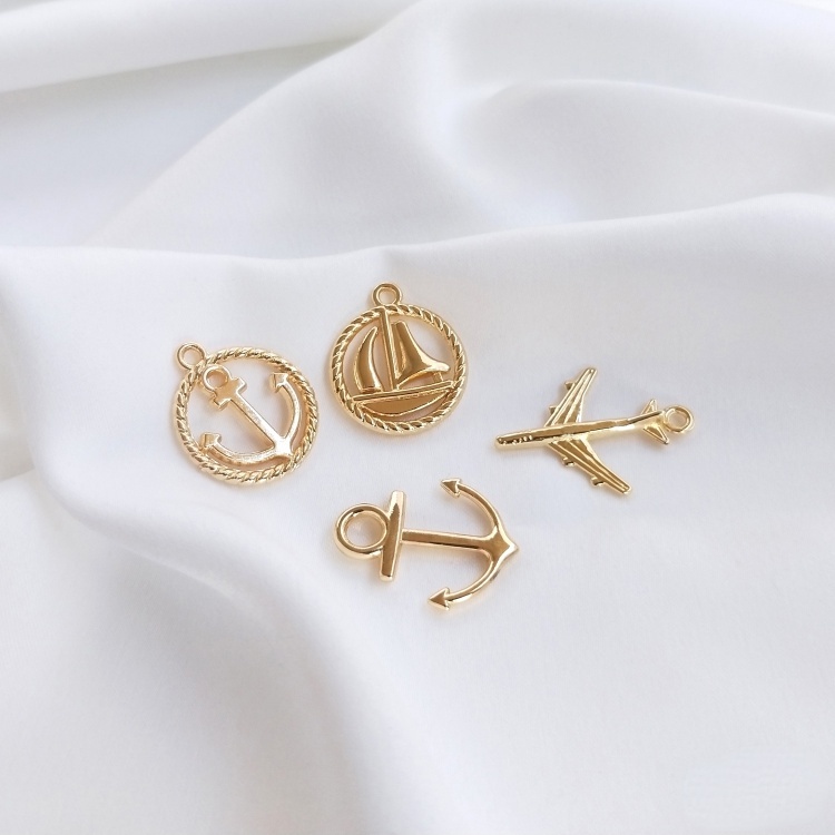 Mặt dây chuyền hình mỏ neo bằng đồng mạ vàng 14k diy