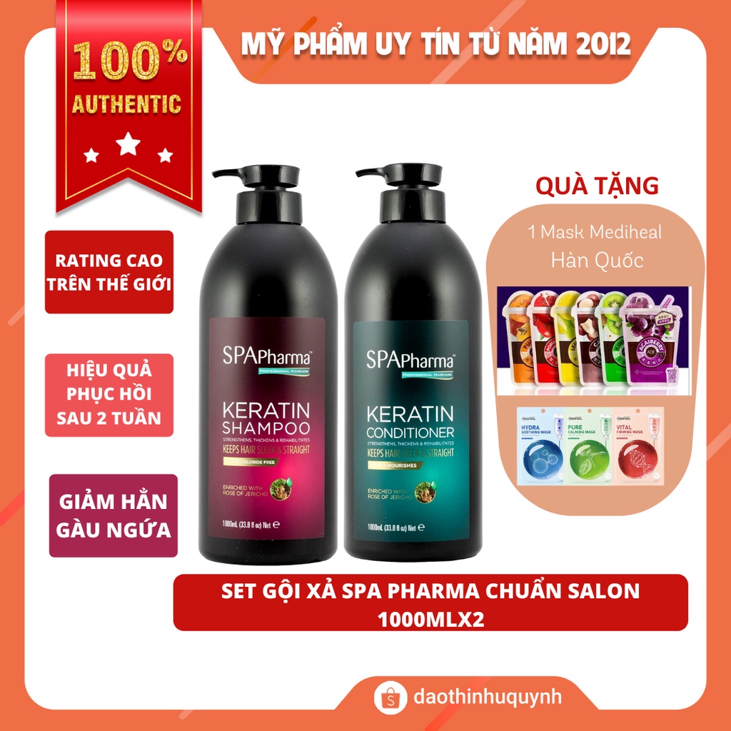 [Hàng cao cấp] Set Dầu Gội Xả Siêu Phục Hồi Tóc Spa Pharma Keratin Chuẩn Salon 1000mlx2