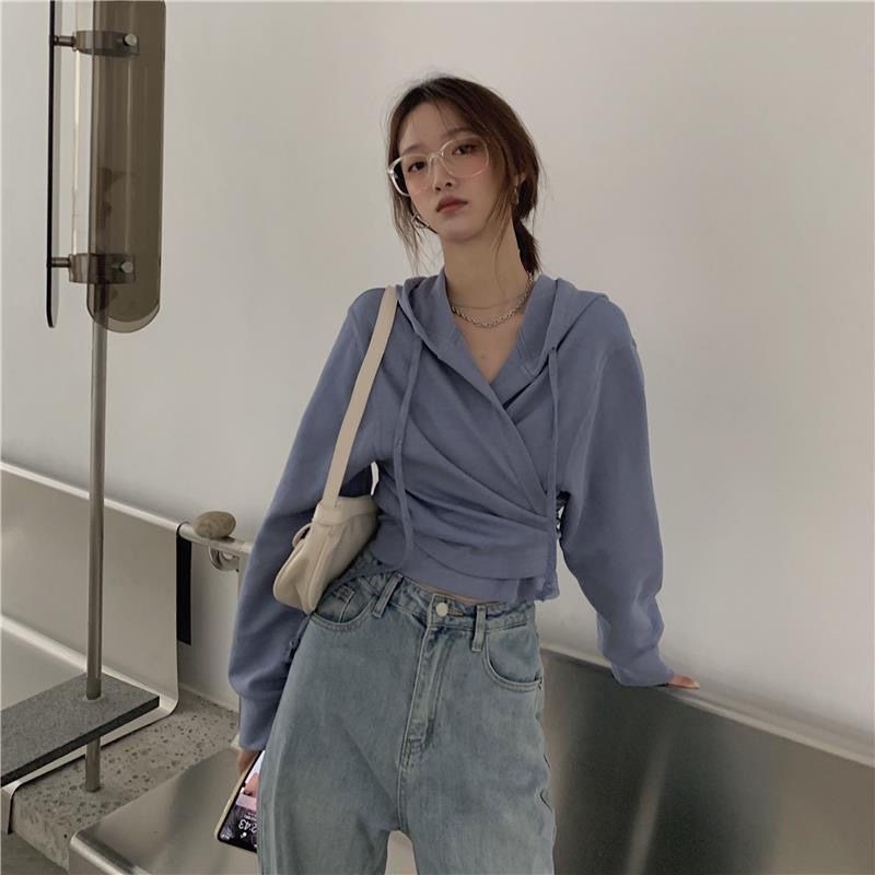 Áo hoodie lửng dài tay thiết kế mới cho nữ