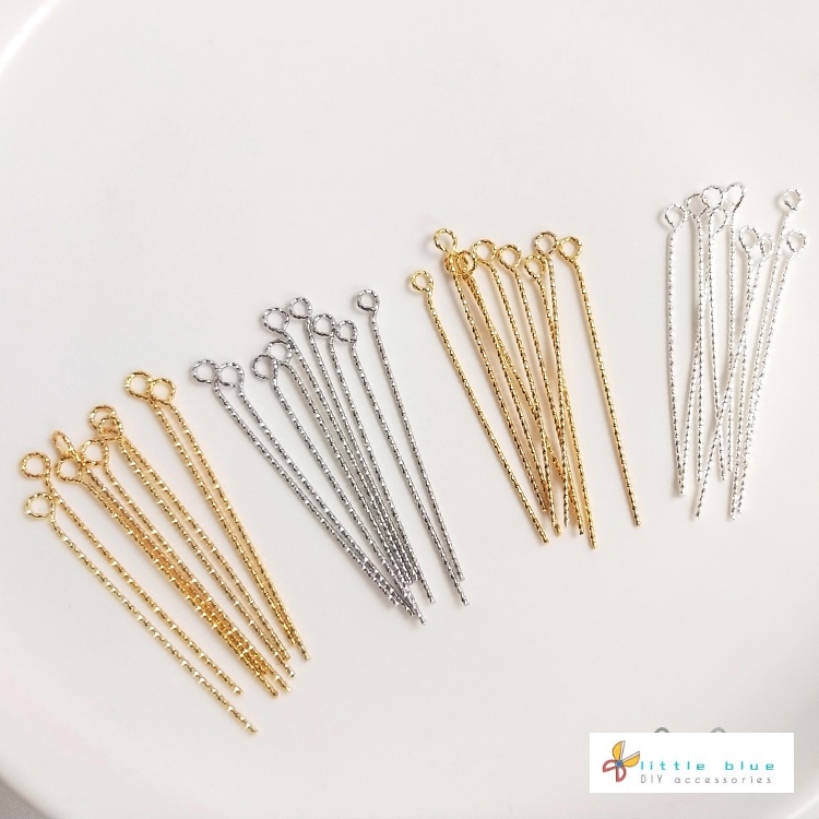 [Little Blu] Bông Tai 9-Pin Xoắn 9-Pin Mạ Vàng 14K Màu Vàng Đồng 9-Pin Gói Hạt Làm Trang Sức Thủ Công