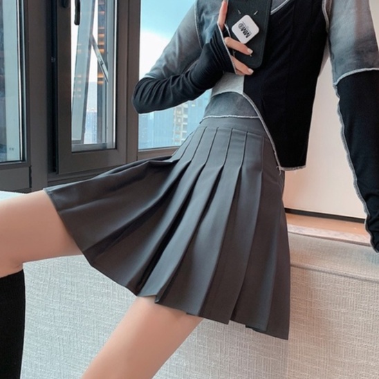 Chân váy NZN dáng chữ A lưng cao màu trơn phong cách Hàn Quốc xinh xắn thời trang