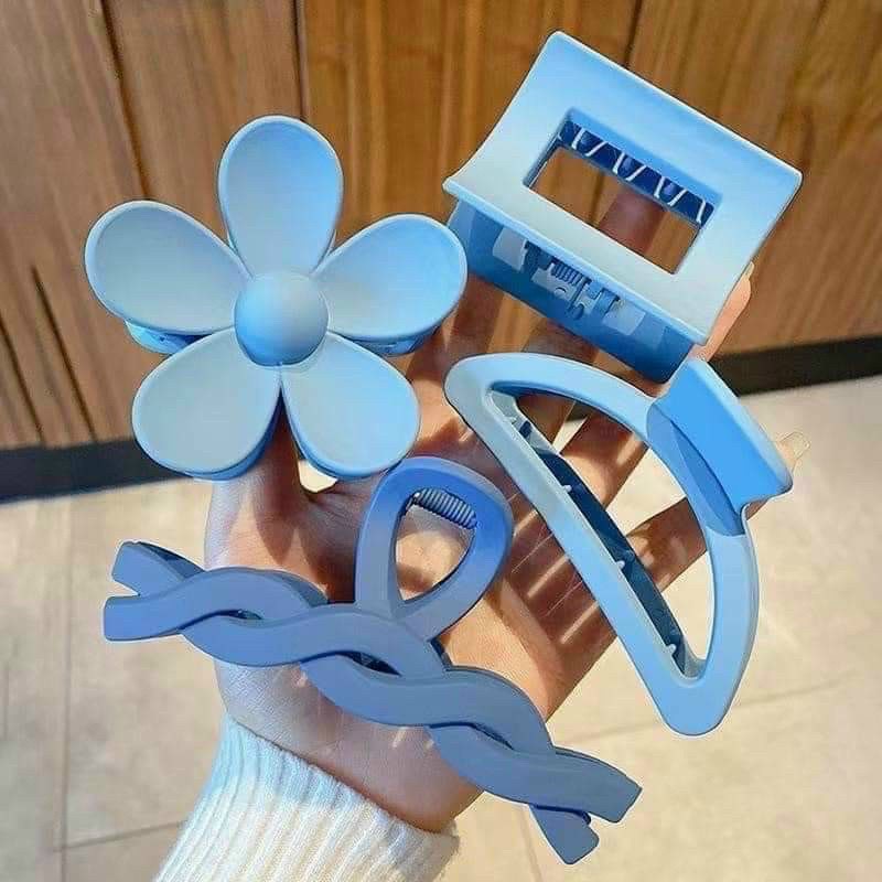 Set kẹp tóc càng cua 8 chiếc siêu xinh dành cho bạn gái. Màu xanh biển