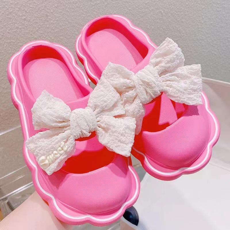 Dép Sandal Đế Dày Đính Nơ Dễ Thương Thời Trang Mùa Hè Phong Cách Hàn Quốc Cho Nữ