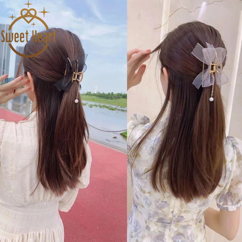 Kẹp Tóc Hình Nơ Phối Ngọc Trai Giả Thời Trang Cho Nữ