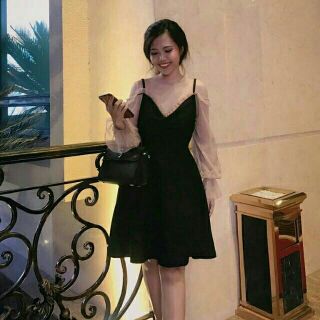 🌺dtb5152311 đầm xòe đính ngọc rớt vai🌺