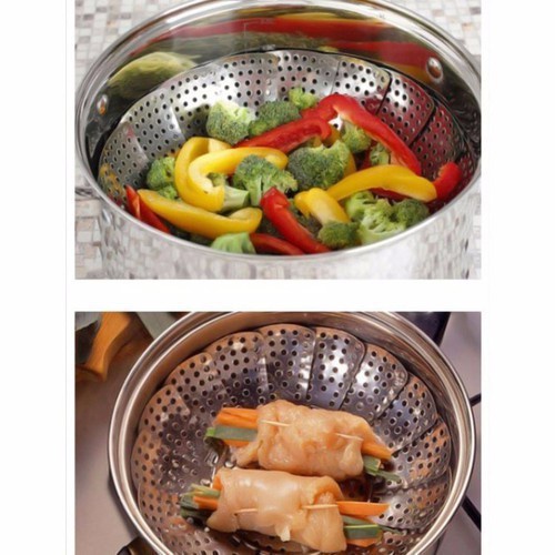 Vỉ Hấp Inox Xếp Gọn Hấp Hải Sản,Tôm,Cá,Hấp Bánh Bao,Đồ Ăn Cho Bé