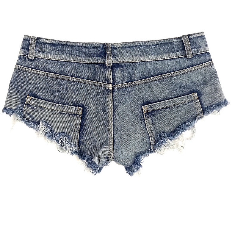 Quần short denim DUNEA phối rách lưng thấp có túi hộp phong cách quyến rũ thời trang đi hộp đêm cho nữ