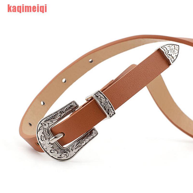 Thắt lưng da bản nhỏ có khóa phong cách boho cổ điển dành cho nữ giới