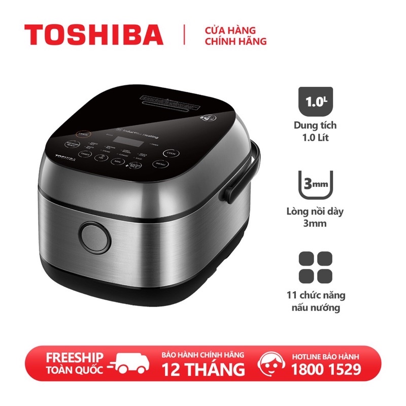 Nồi Cơm Cao Tần Toshiba RC-10IP1PV -1.0L-Lòng Nồi Dày 3mm Chống Dính,Cảm Ứng