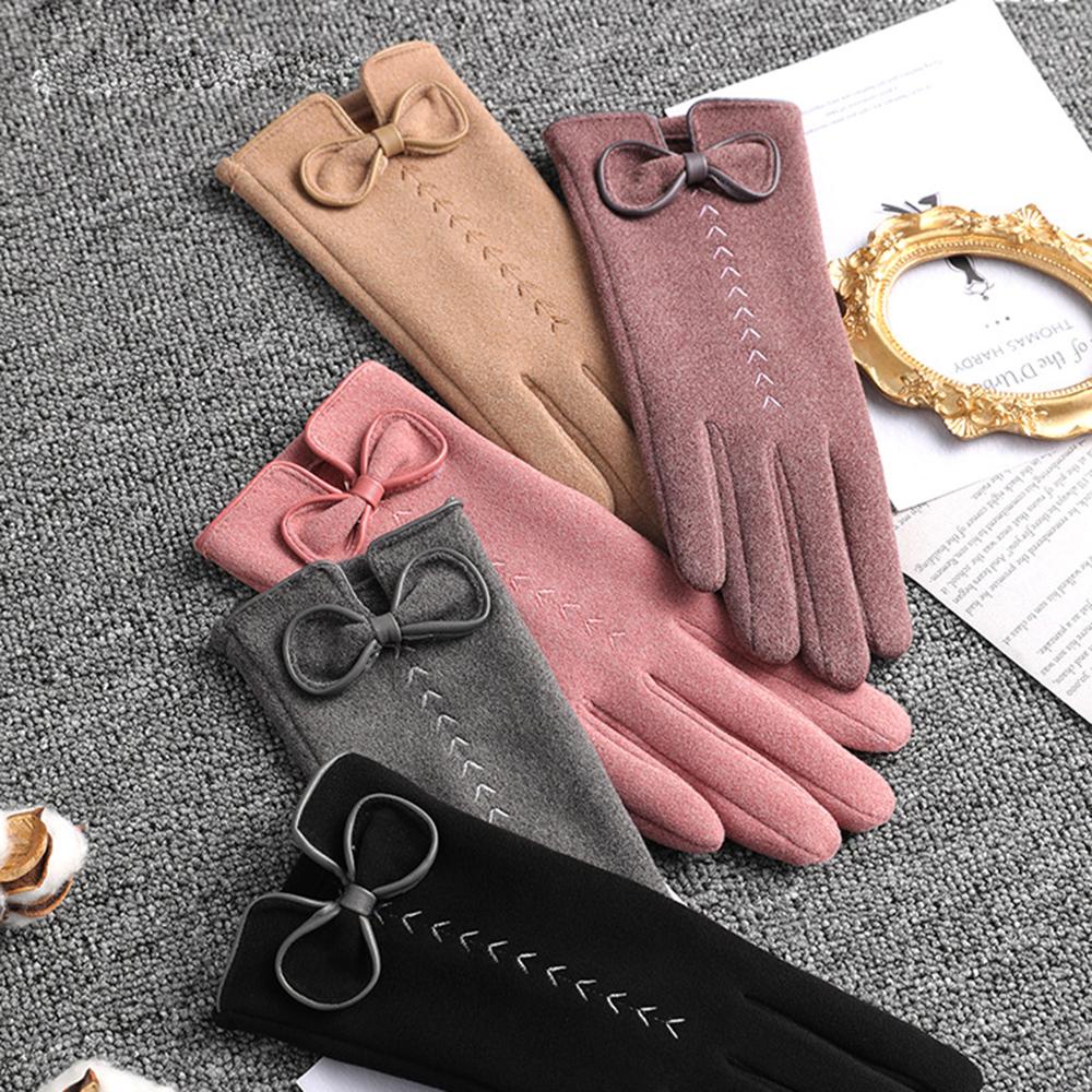 Găng Tay Da Lộn Chống Trượt Thời Trang Mùa Thu Cho Nữ