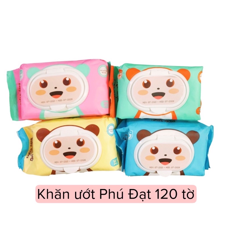 Khăn giấy ướt Phú Đạt 120 tờ không mùi an toàn kháng khuẩn cho bé và gia đình