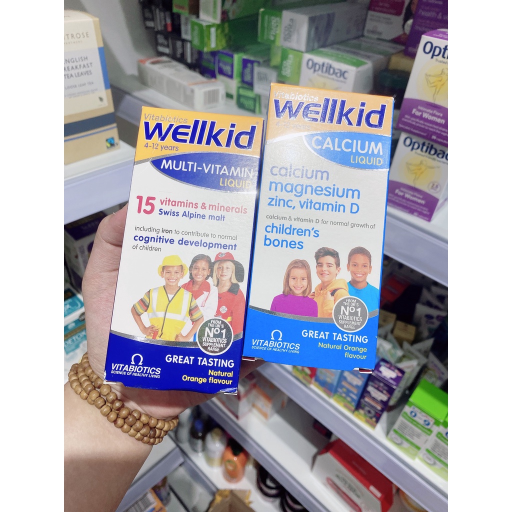 UK- Siro bổ sung vitamin D,canxi tăng chiều cao cho bé Wellkids lọ 150 ml