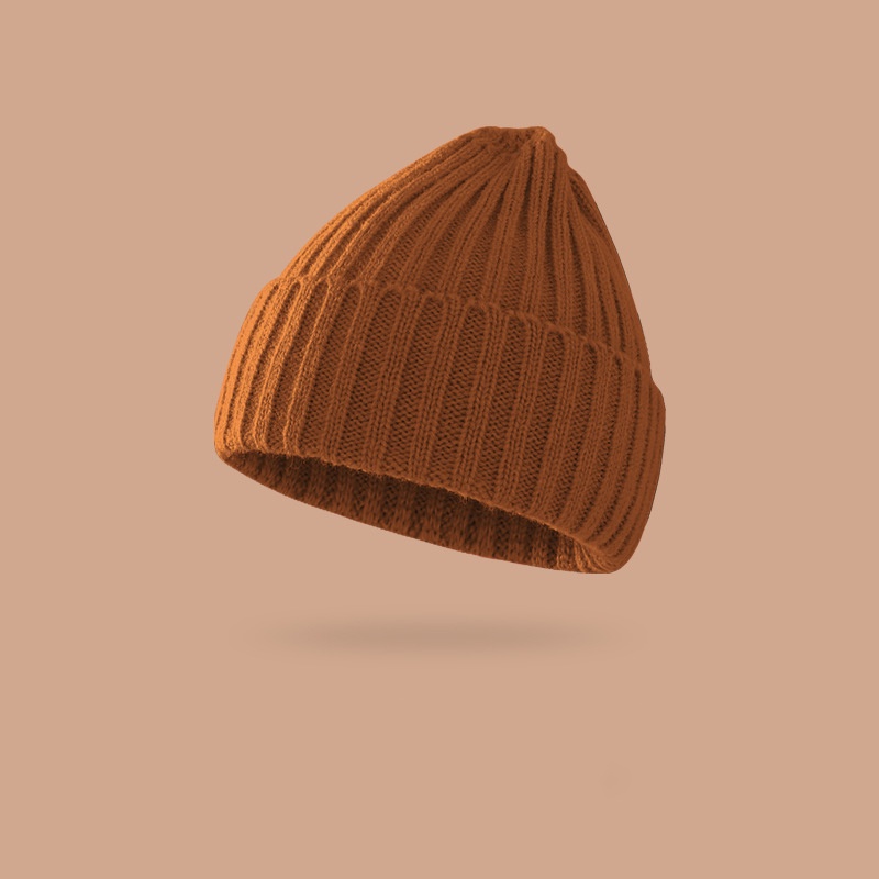 Mũ Beanie Dệt Kim Màu Trơn Mềm Mại Chống Gió Giữ Ấm Mùa Đông Cho Bé