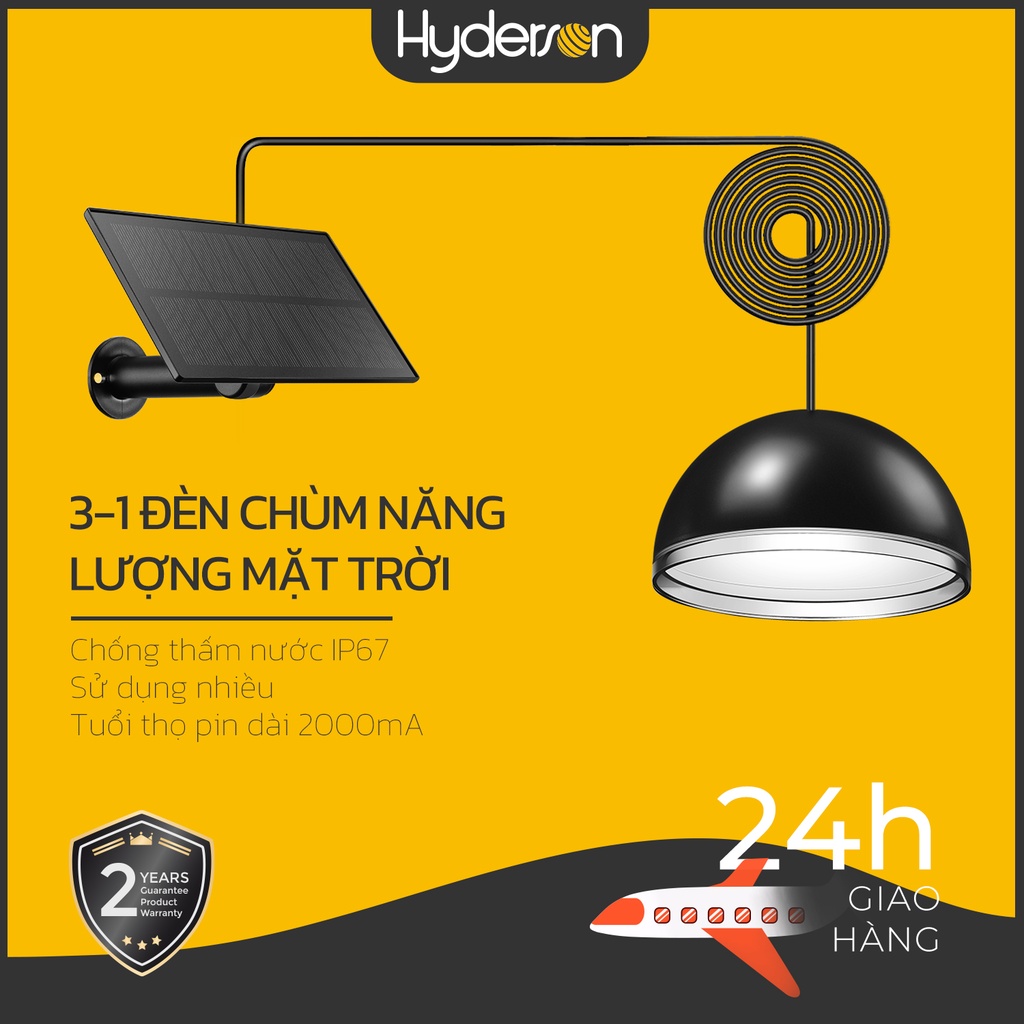 Hyderson Đèn năng lượng mặt trời 3 in 1 Đèn năng lượng mặt trời trong nhà