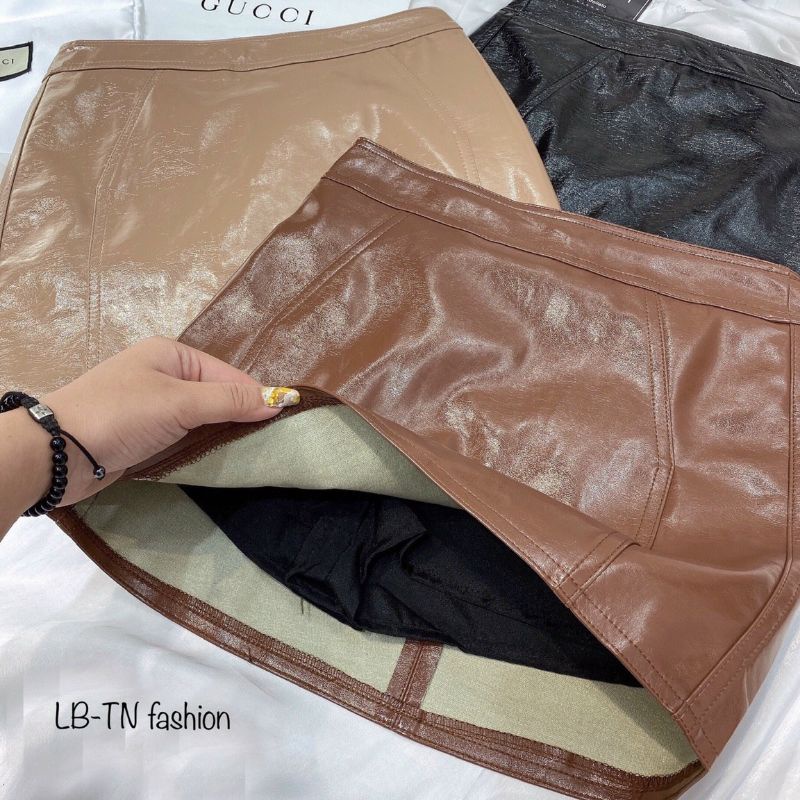 Chân váy da khóa sau hàng QCL1