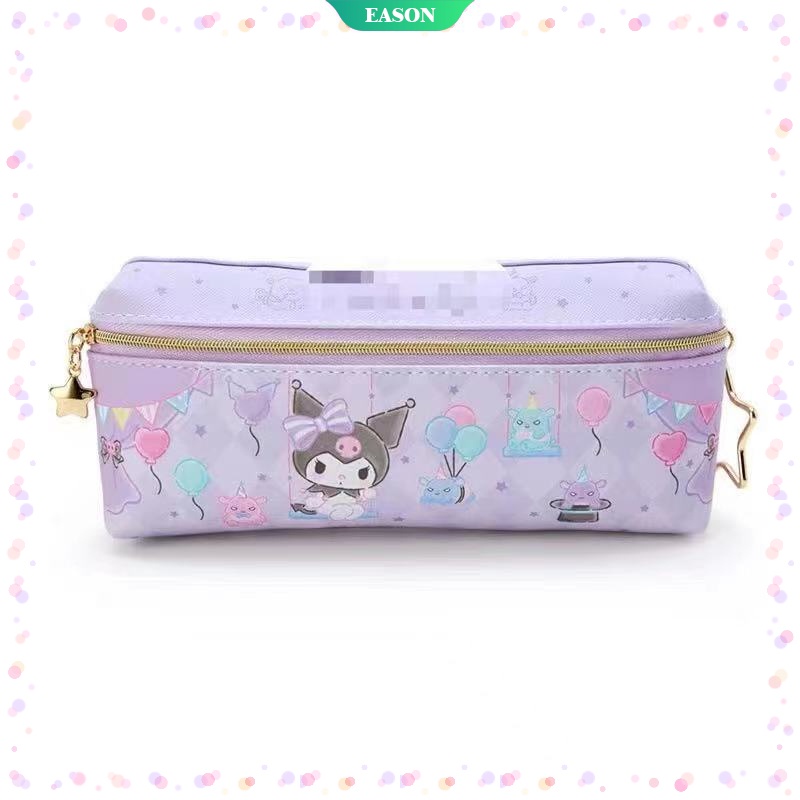 Sanrio Túi Đựng Bút Chì Hai Ngăn Có Khóa Kéo In Hình Hello Kitty My Melody Dễ Thương Sức Chứa Lớn Cho Nữ