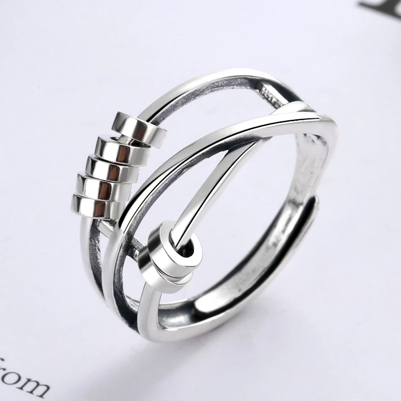 Trang Sức Nhẫn Mở Hình Chữ Thập Xoay Được Chống Oxy Hóa Thời Trang Cho Nam Và Nữ