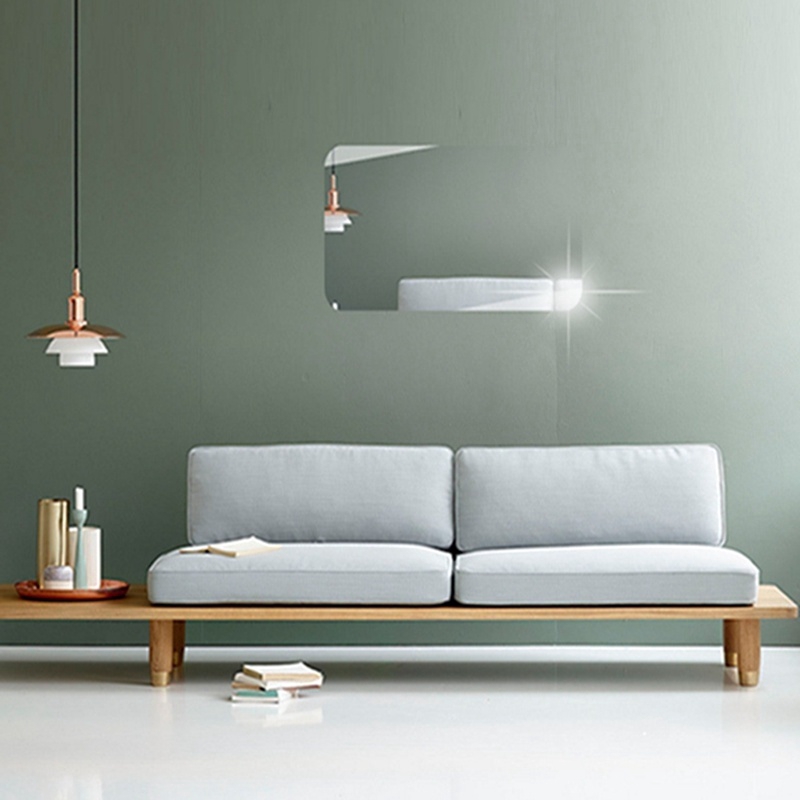 Dán Tường Hình Chữ Nhật Với Họa Tiết Hình Bầu Dục Hinh vuong Gương Dùng Trang Trí Phòng Khách