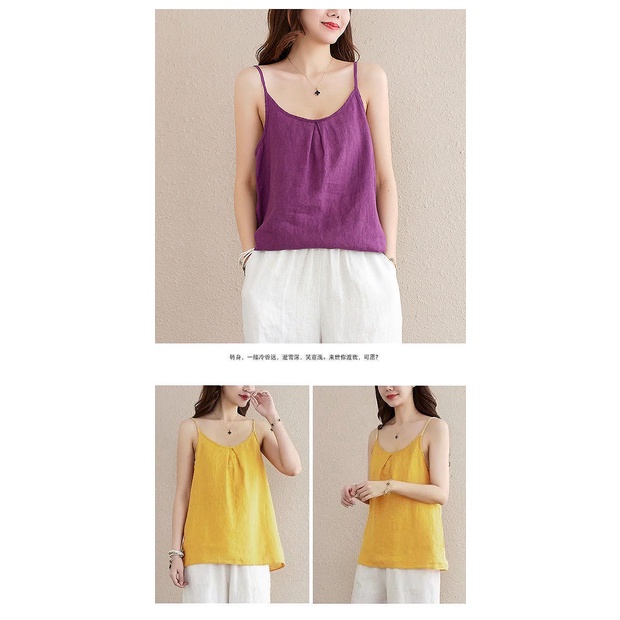 Áo hai dây dáng rộng vải cotton lanh dễ phối đồ có size lớn m-3xl thời trang mùa hè cho nữ | BigBuy360 - bigbuy360.vn