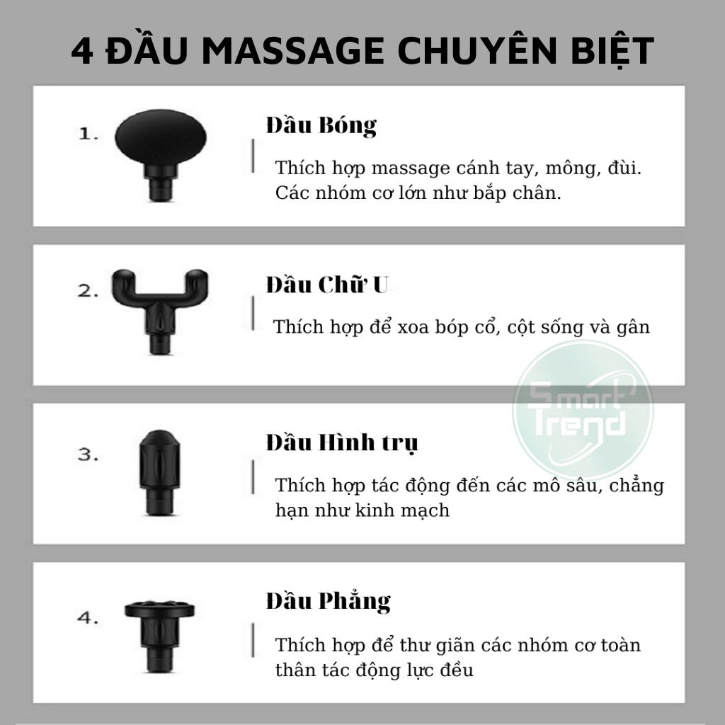 Máy massage cầm tay mini đấm lưng mát xa trị liệu cổ vai gáy 4 đầu 6 chế độ