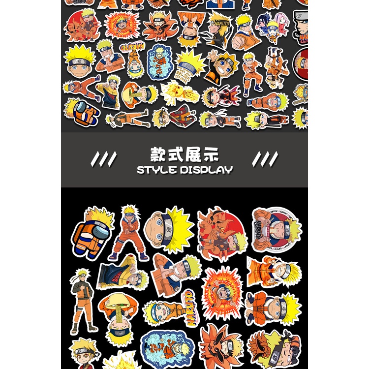 50 sticker cute chống nước dán mũ nón bảo hiểm MẪU Whirlpool Naruto, vali 50 hình dán graffiti máy tính xách tay