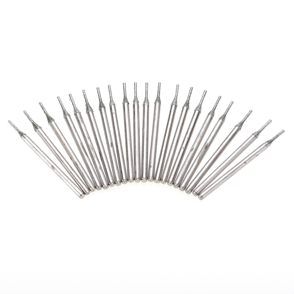20 Mũi khoan lỗ mạ kim cương dùng cho vật liệu kính / gạch men / đá quý 1mm