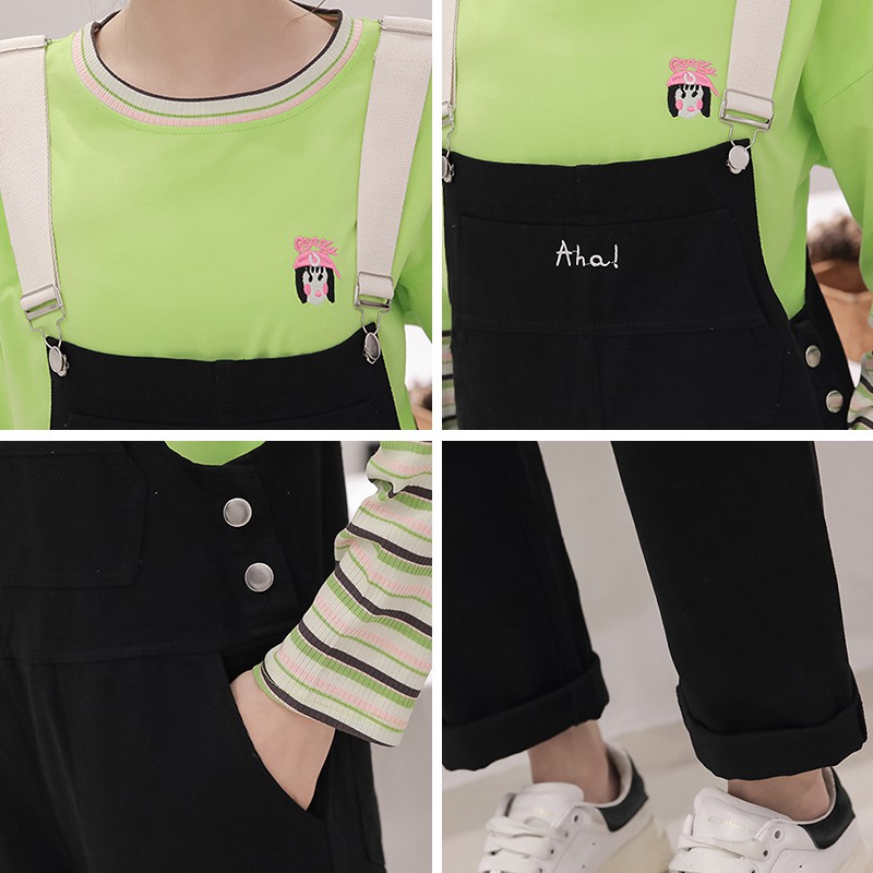 Quần yếm ulzzang hai màu siêu hot ✨FREE SHIP✨Quần kaki thêu AHA dây phối LAVUSA | BigBuy360 - bigbuy360.vn