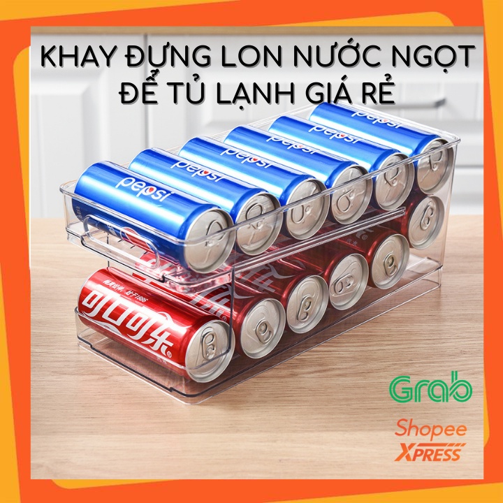 Hộp khay 2 tầng trong suốt đựng nước ngọt bia trong tủ lạnh chất liệu nhựa pp siêu dẻo đàn hồi tốt