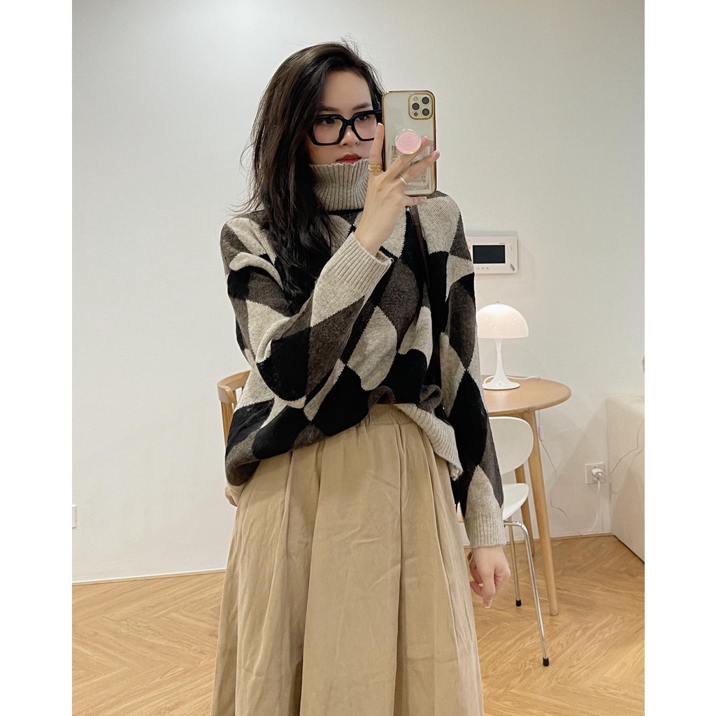 (Ảnh thật) Len trám cổ lọ oversized Audrey 4757 | BigBuy360 - bigbuy360.vn