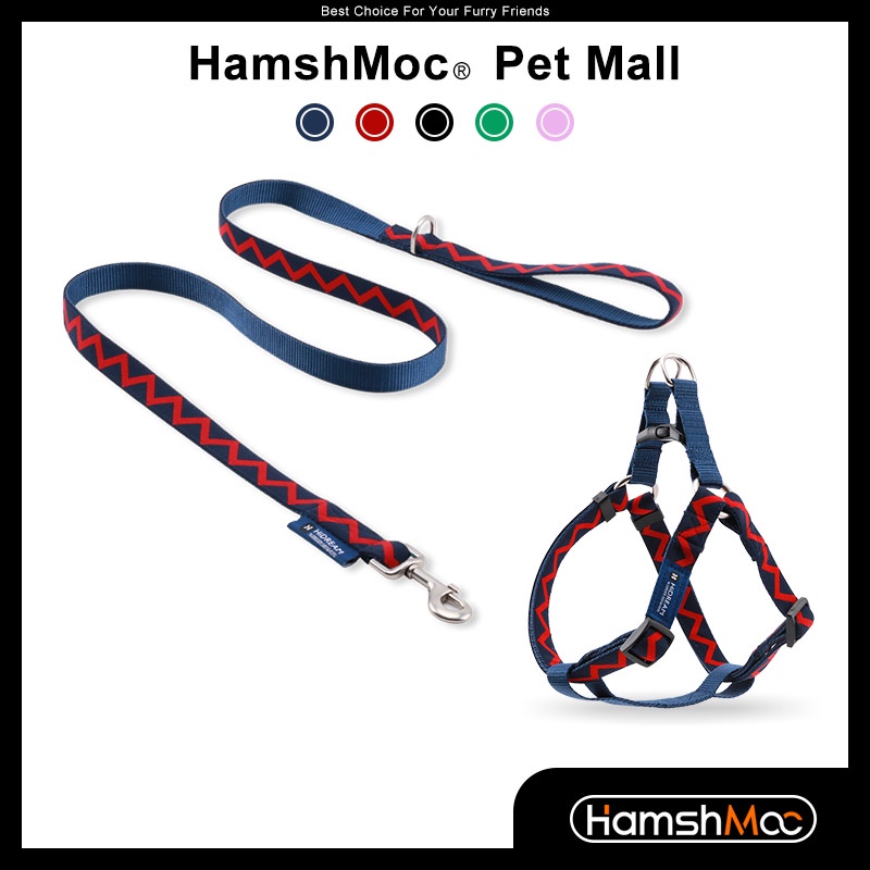 HamshMoc Bộ dây dắt thú cưng bằng nylon mềm mại có thể điều chỉnh tiện dụng