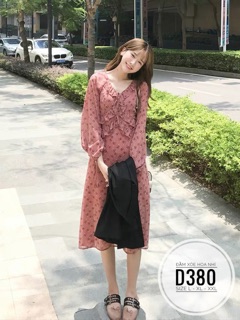 Bigsize Đầm xòe hoa nhí D380