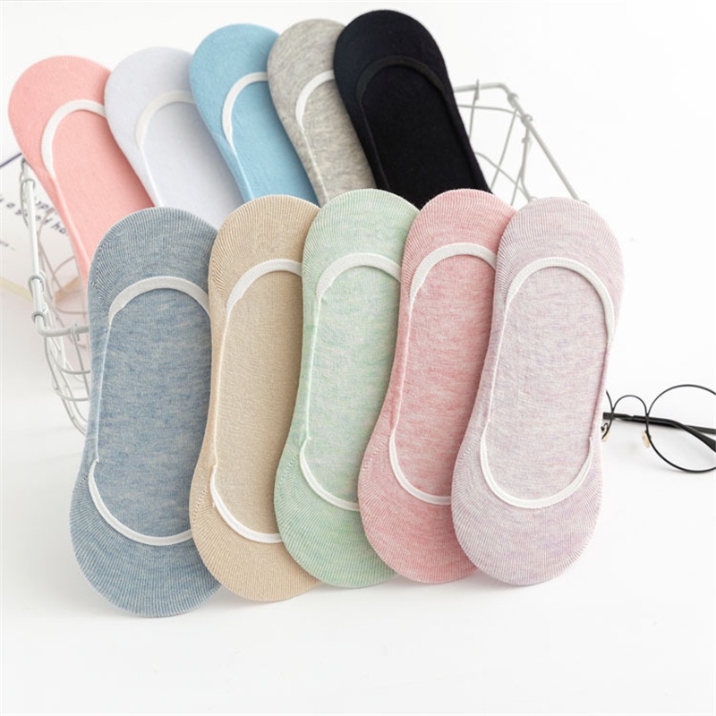 Đôi vớ thuyền mỏng vô hình cotton phối silicone chống trượt nhiều màu sắc tùy chọn tươi tắn đáng yêu thường ngày cho nữ