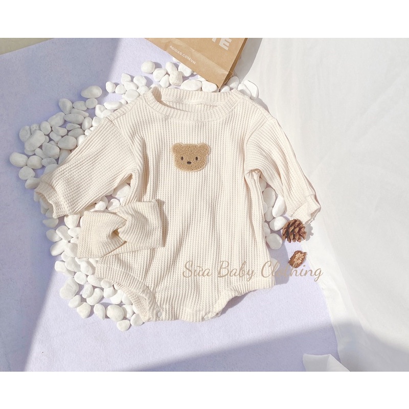 Body dài tay cotton wafter kèm turban cho bé