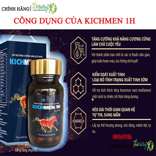 KICHMEN 1H - Tăng Cường Sức Mạnh Nam Giới HỘP 30 VIÊN [CHÍNH HÃNG] | BigBuy360 - bigbuy360.vn