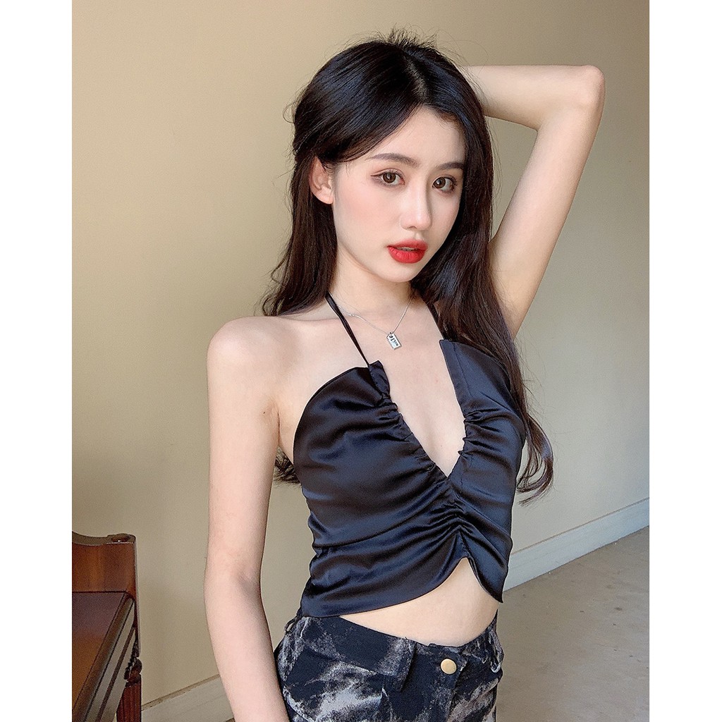 [Mã WASKT304 giảm 15% tối đa 30K đơn 99K] Áo croptop lụa rút ngực HAC110 - Hỉn Hỉn Store | BigBuy360 - bigbuy360.vn