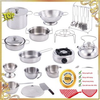 Bộ đồ chơi nấu ăn thật inox 26 món