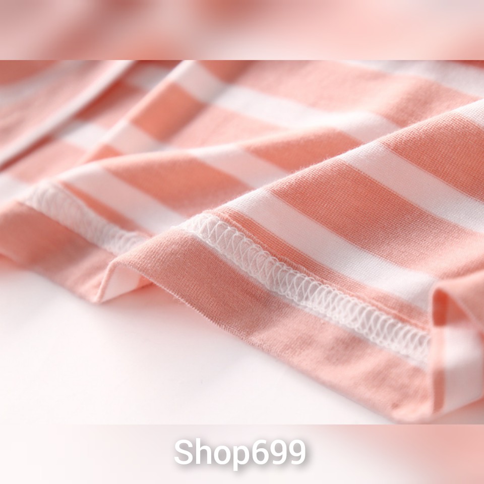 (SẴN HÀNG) - Bộ đồ kẻ mặc nhà kèm bra chất cotton siêu đẹp