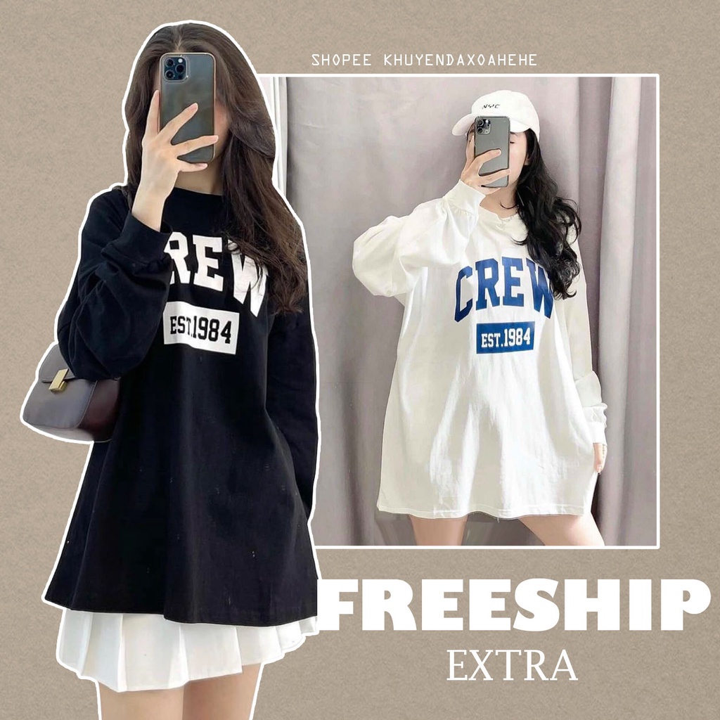 A021 Áo thun dài tay hè thu đông drew dáng rộng nam nữ, áo phông đen trắng Unisex form to cổ tròn tay bo trẻ trung - Hàn