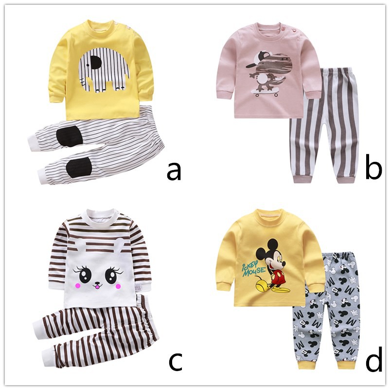 Bộ Đồ Ngủ Cotton In Hình Chuột Mickey Dễ Thương Cho Bé