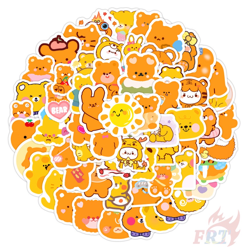Set 100 nhãn dán trang trí họa tiết Q Kawaii Sunshine Bear độc đáo dễ thương