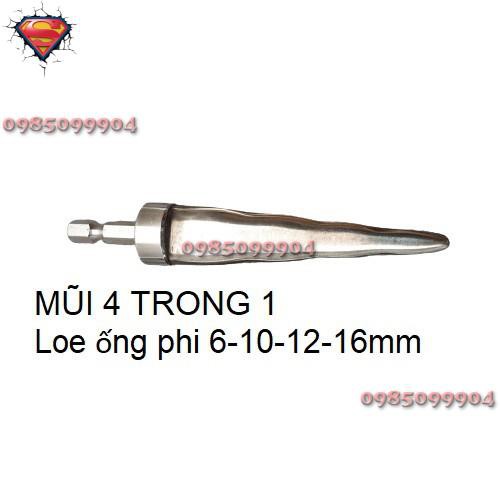 Mũi loe ống đồng siêu nhanh INOX 304 cao cấp đuôi lục giác máy khoan chuyên nong ống phi 6 10 12 16 19 mm
