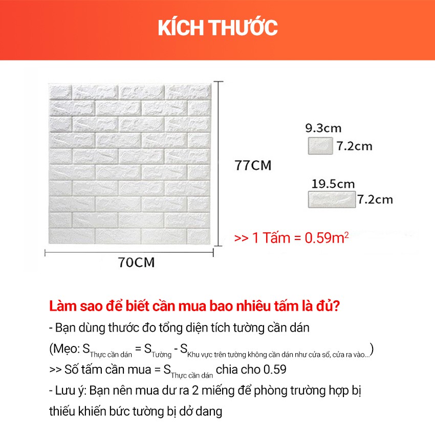 Tấm xốp dán tường giả gạch 3d nhiều màu dày 3.5mm giá rẻ - Trang Trí Hà Linh